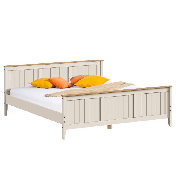 Letto in legno massello ANDRAY Pino / Bianco crema