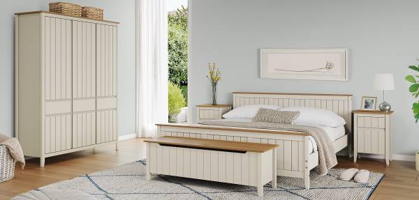 Letto in legno massello ANDRAY Pino / Bianco crema
