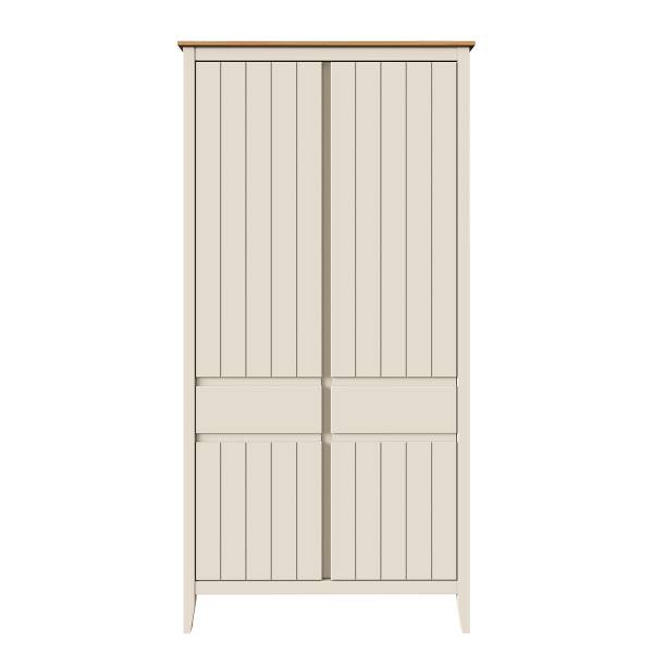 Massiver Drehtürenschrank Andray Kiefer / Cremeweiß - Breite: 100 cm