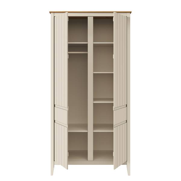 Massiver Drehtürenschrank Andray Kiefer / Cremeweiß - Breite: 100 cm