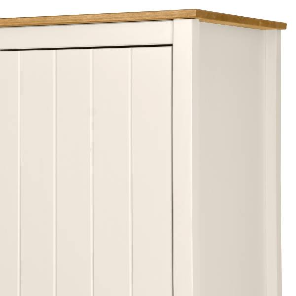 Massiver Drehtürenschrank Andray Kiefer / Cremeweiß - Breite: 100 cm