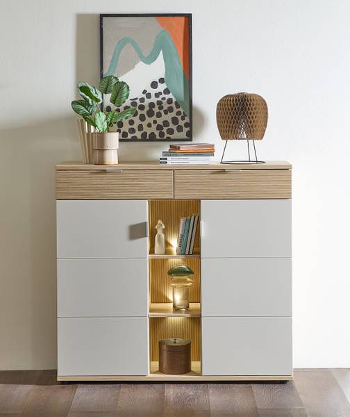 Credenza con illuminazione Akassa Cashmere / Effetto rovere