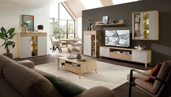 Credenza con illuminazione Akassa Cashmere / Effetto rovere