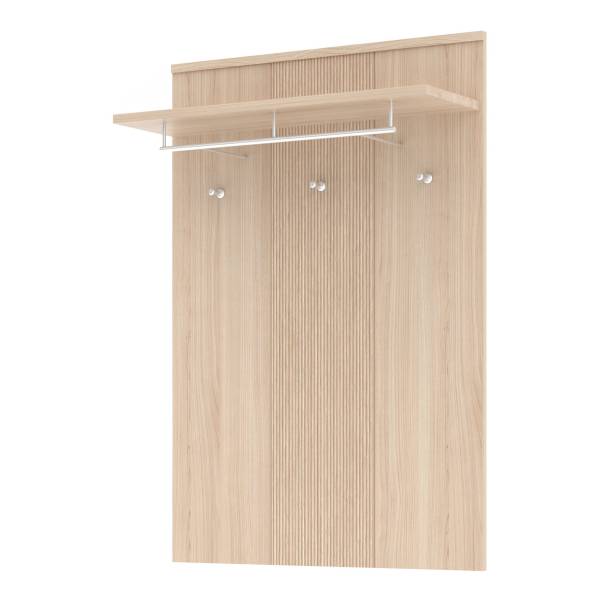 Kapstokpaneel Akassa lichte eikenhouten look/zilverkleurig