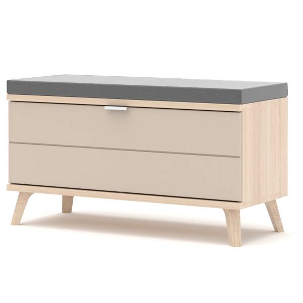 Halbank Akassa kunstleer - kasjmierkleurig/lichte eikenhouten look