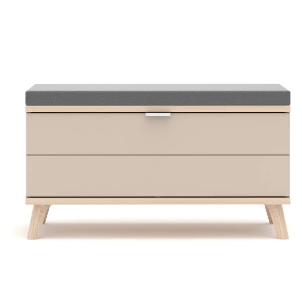 Halbank Akassa kunstleer - kasjmierkleurig/lichte eikenhouten look