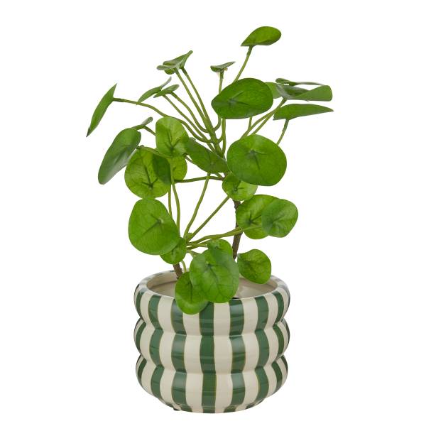 Bloempot HOOP Strepen steengoed - donkergroen