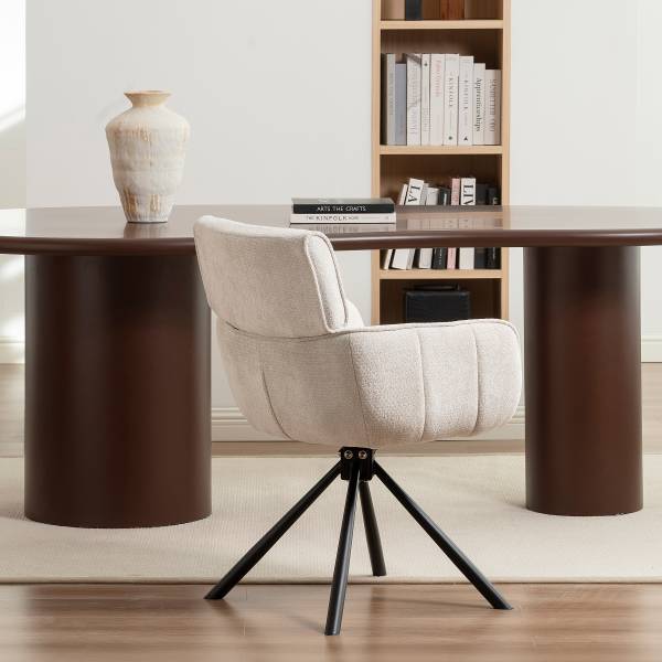 Drehbarer Armlehnenstuhl CORPA 2er-Set Cremeweiß