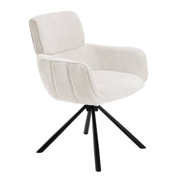 Drehbarer Armlehnenstuhl CORPA 2er-Set Cremeweiß