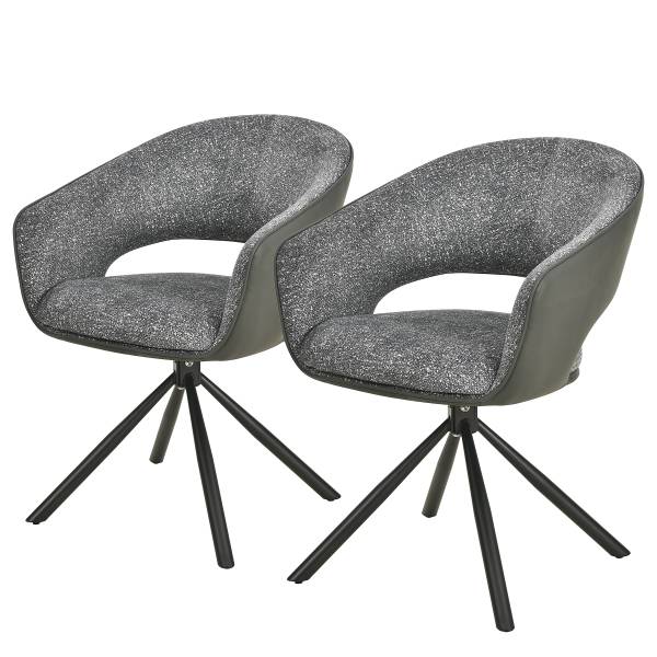 Set di 2 sedie girevoli POWLO Tessuto strutturato / similpelle - Antracite