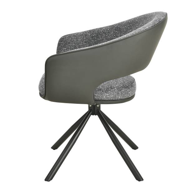 Set di 2 sedie girevoli POWLO Tessuto strutturato / similpelle - Antracite
