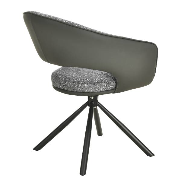 Set di 2 sedie girevoli POWLO Tessuto strutturato / similpelle - Antracite