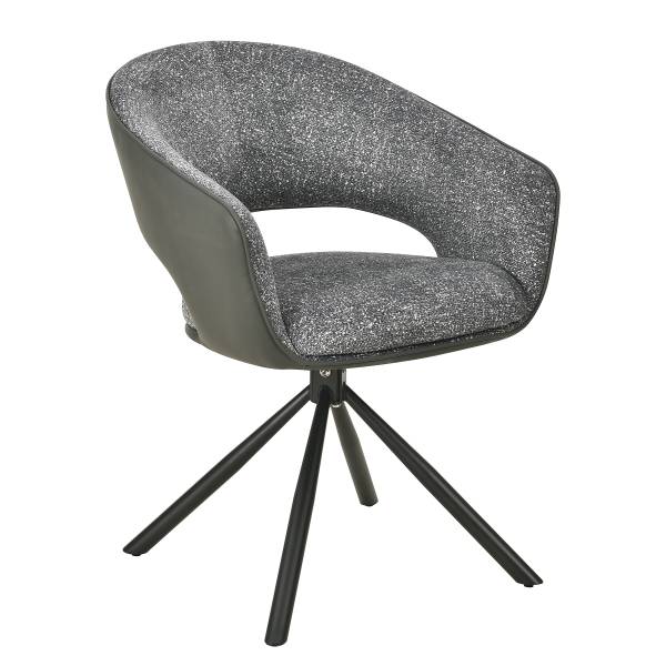Set di 2 sedie girevoli POWLO Tessuto strutturato / similpelle - Antracite