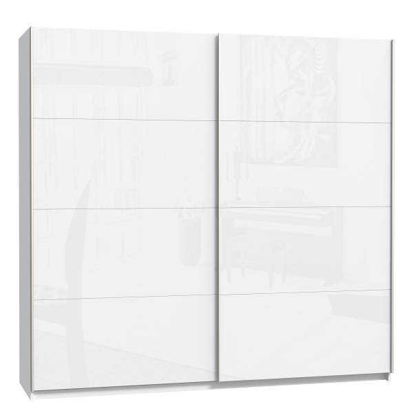 Zweefdeurkast Nuke hoogglans wit/mat wit - Breedte: 220 cm