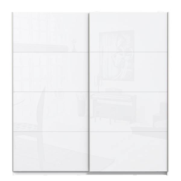 Zweefdeurkast Nuke hoogglans wit/mat wit - Breedte: 220 cm