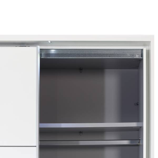 Zweefdeurkast Nuke hoogglans wit/mat wit - Breedte: 220 cm