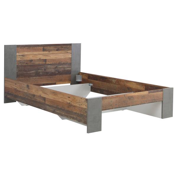 Cadre de lit Ravenswood Imitation bois recyclé / Anthracite - 140 x 200cm