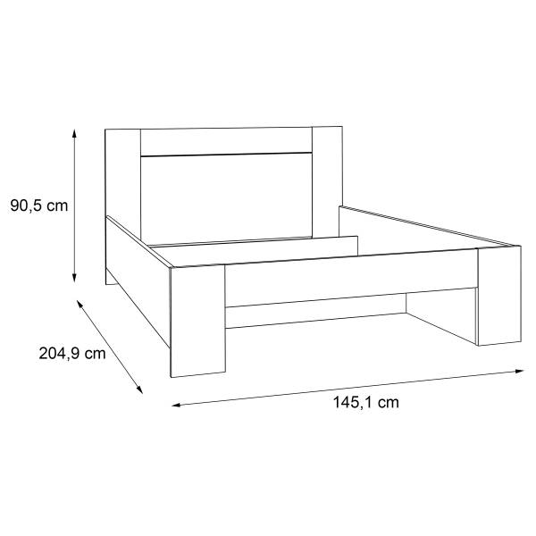 Cadre de lit Ravenswood Imitation bois recyclé / Anthracite - 140 x 200cm