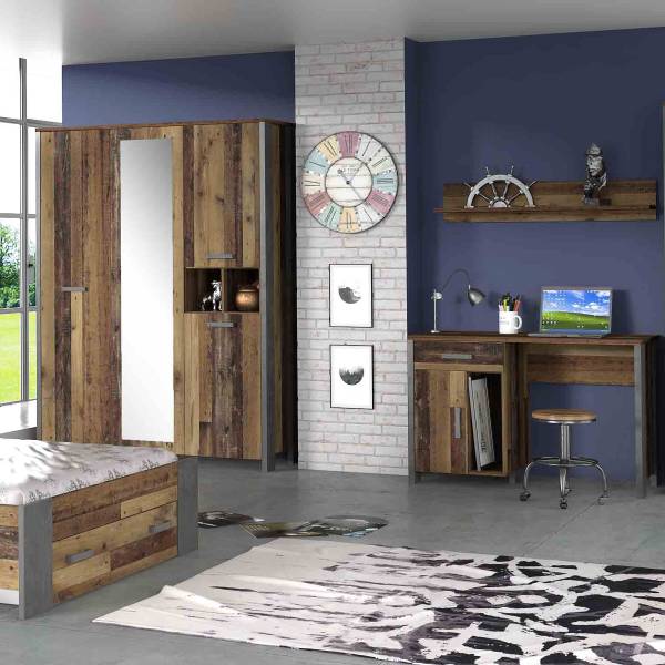 Armadio battente Ravenswood Effetto legno di recupero / Antracite