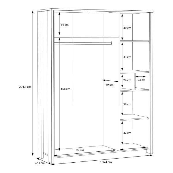 Armadio battente Ravenswood Effetto legno di recupero / Antracite
