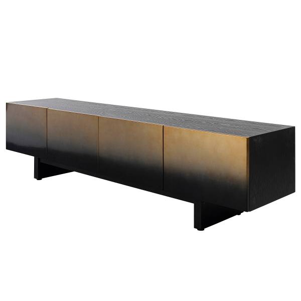 TV-Lowboard Prezioso Metall - Gold / Esche Schwarz
