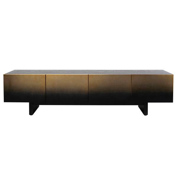 TV-Lowboard Prezioso Metall - Gold / Esche Schwarz