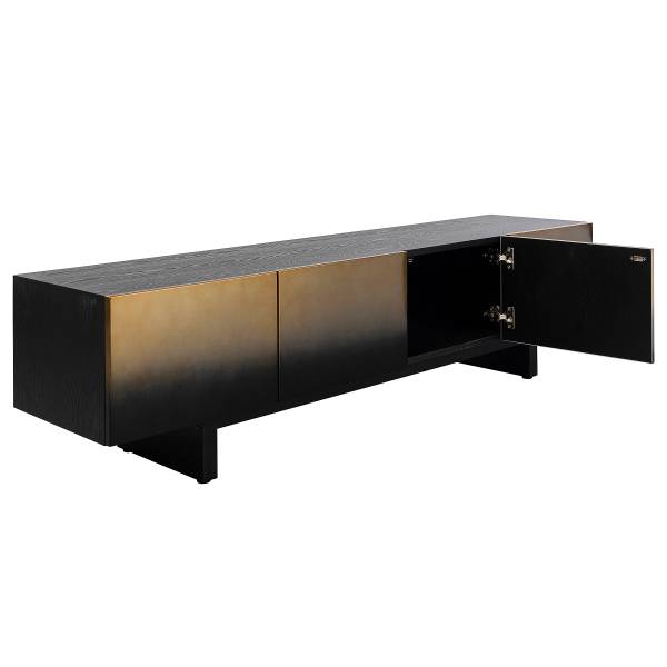TV-Lowboard Prezioso Metall - Gold / Esche Schwarz