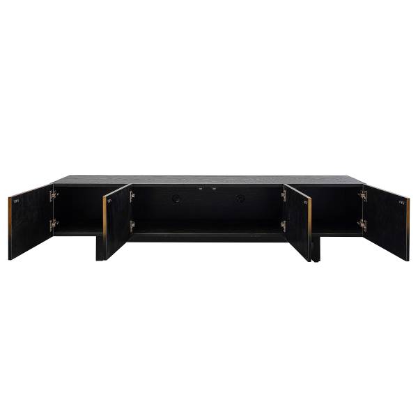 TV-Lowboard Prezioso Metall - Gold / Esche Schwarz