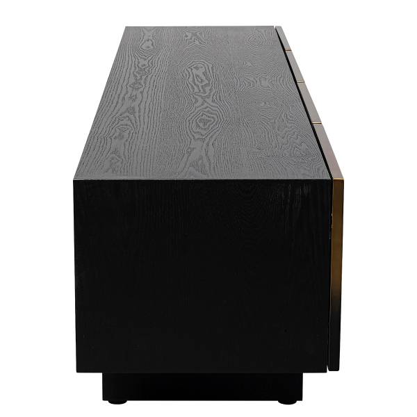TV-Lowboard Prezioso Metall - Gold / Esche Schwarz