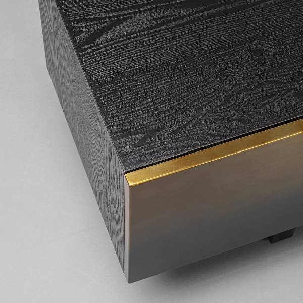 TV-Lowboard Prezioso Metall - Gold / Esche Schwarz