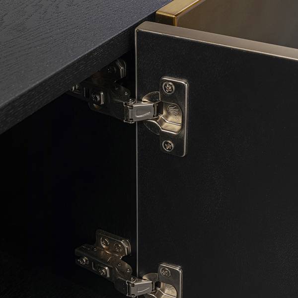 TV-Lowboard Prezioso Metall - Gold / Esche Schwarz