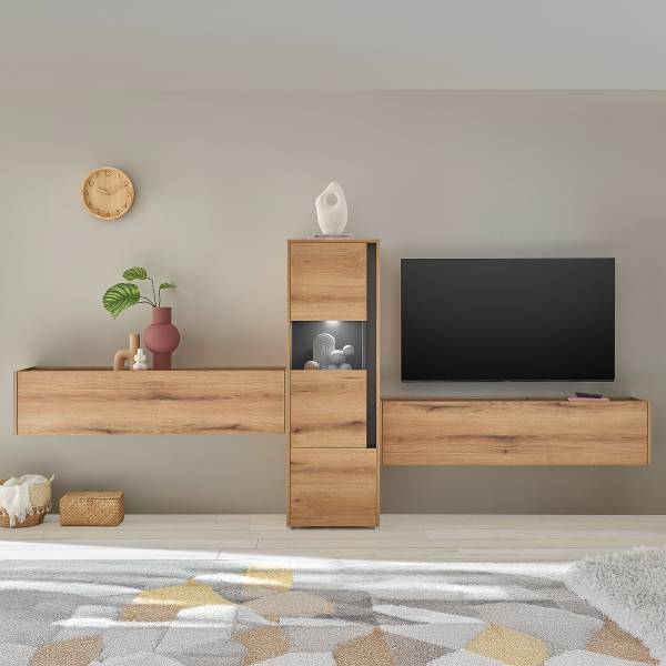 Ensemble meubles TV Olon III (3 élém.) Imitation chêne Evoke