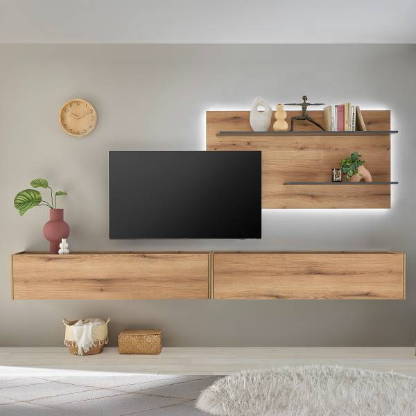 Ensemble meubles TV Olon I (3 éléments) Imitation chêne Evoke