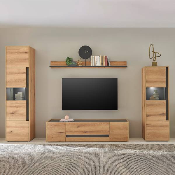 Woonwand Olon V (4-delig) Evoke eikenhouten look