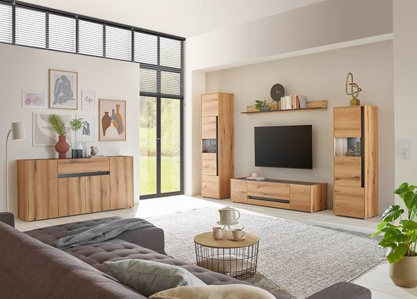 Woonwand Olon V (4-delig) Evoke eikenhouten look