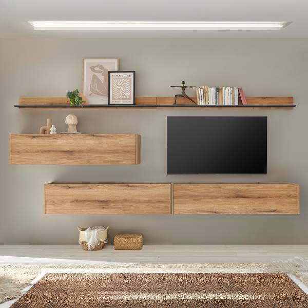 Ensemble meubles TV Olon I (5 éléments) Imitation chêne Evoke