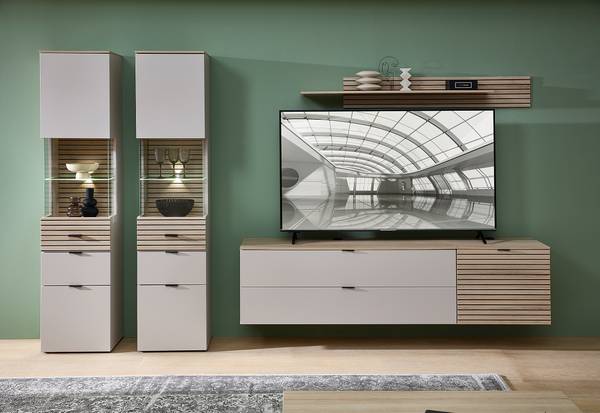 Meuble TV Palosi avec tiroirs Gris sable