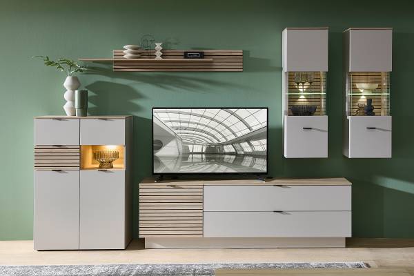 Meuble TV Palosi avec tiroirs Gris sable