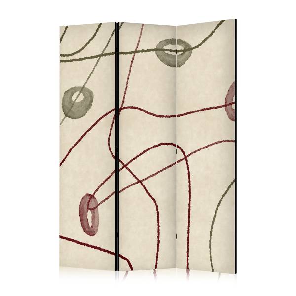 Paravent Labyrinth of Beads 2-seitig Vlies auf Massivholz - Beige - 135 x 172 cm