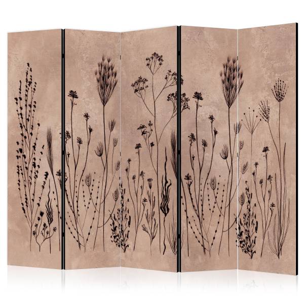 Paravent Plant Vintage 2-seitig Vlies auf Massivholz - Beige / Braun - 225 x 172 cm
