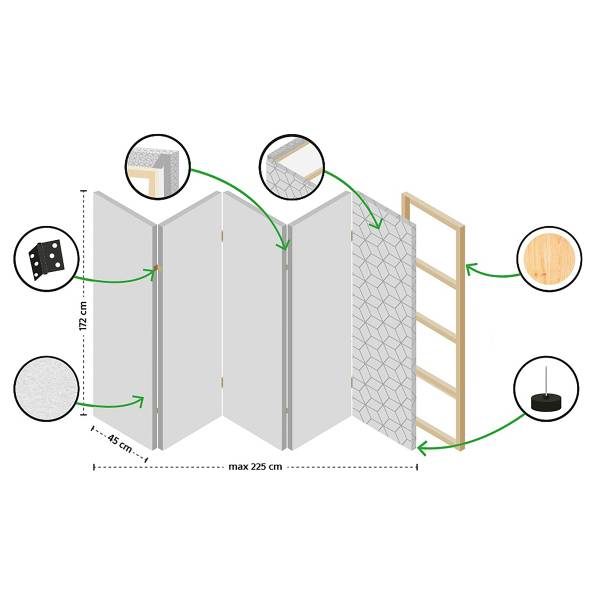 Paravent Landscape with Ocean 1-seitig Vlies auf Massivholz - Beige / Rosa - 135 x 172 cm