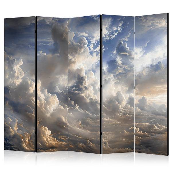 Paravent Golden Reflections 2-zijdig vlies op massief hout - grijs/blauw - 225 x 172 cm