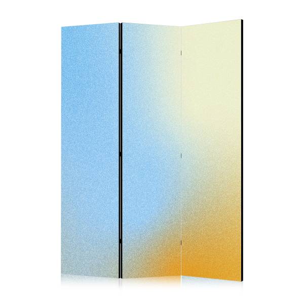 Paravent Energetic Gradient 1-zijdig vlies op massief hout - blauw/oranje - 135 x 172 cm