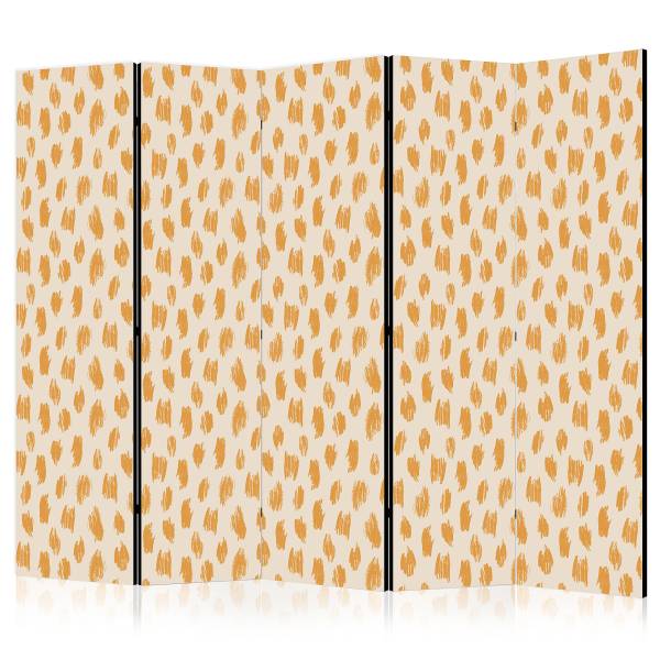 Paravent Pattern Spots & Dots 2-seitig Vlies auf Massivholz - Beige / Orange - 225 x 172 cm