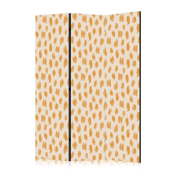 Akoestisch paravent Pattern Spots & Dots vlies op massief hout - beige/oranje - 135 x 172 cm