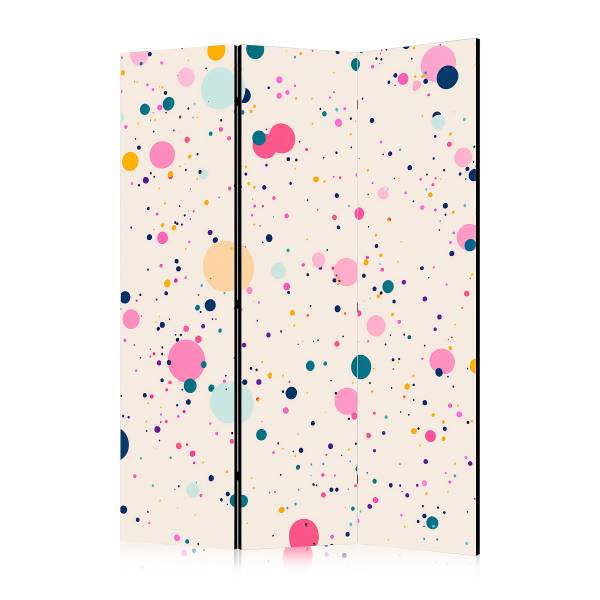 Paravent Dots 1-seitig Vlies auf Massivholz - Mehrfarbig - 135 x 172 cm