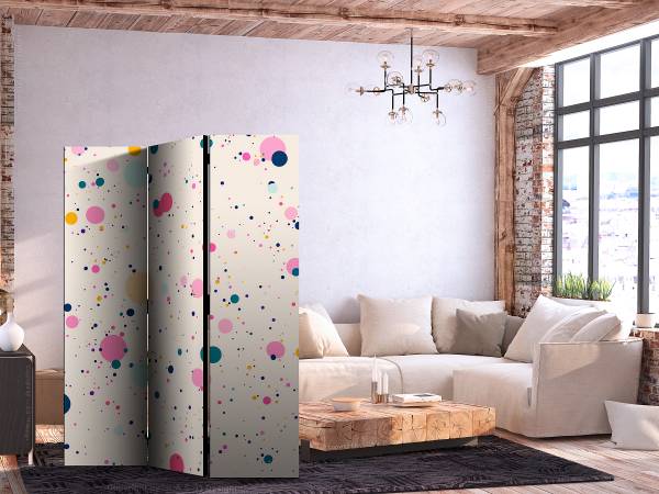 Paravent Dots 1-seitig Vlies auf Massivholz - Mehrfarbig - 135 x 172 cm