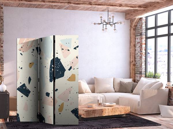 Paravent acoustique grand terrazzo Intissé sur bois massif - multicolore - 135 x 172 cm