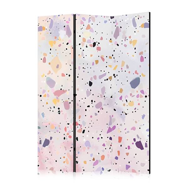 Akustik-Paravent Terrazzo in Confetti Vlies auf Massivholz - Mehrfarbig - 135 x 172 cm