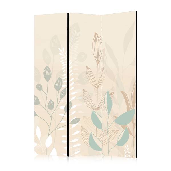 Paravent Morning in the Meadow 1-seitig Vlies auf Massivholz - Beige / Grau - 135 x 172 cm